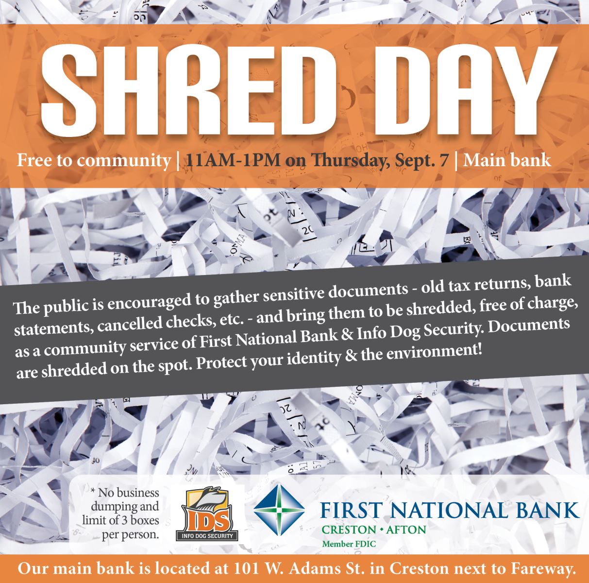Shred Day at First National Bank